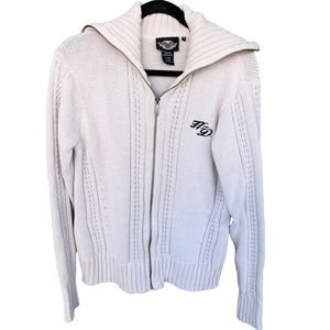Harley Davidson Cream Sparkle Full Zip Heavy Knit Kids Size XL or women's small